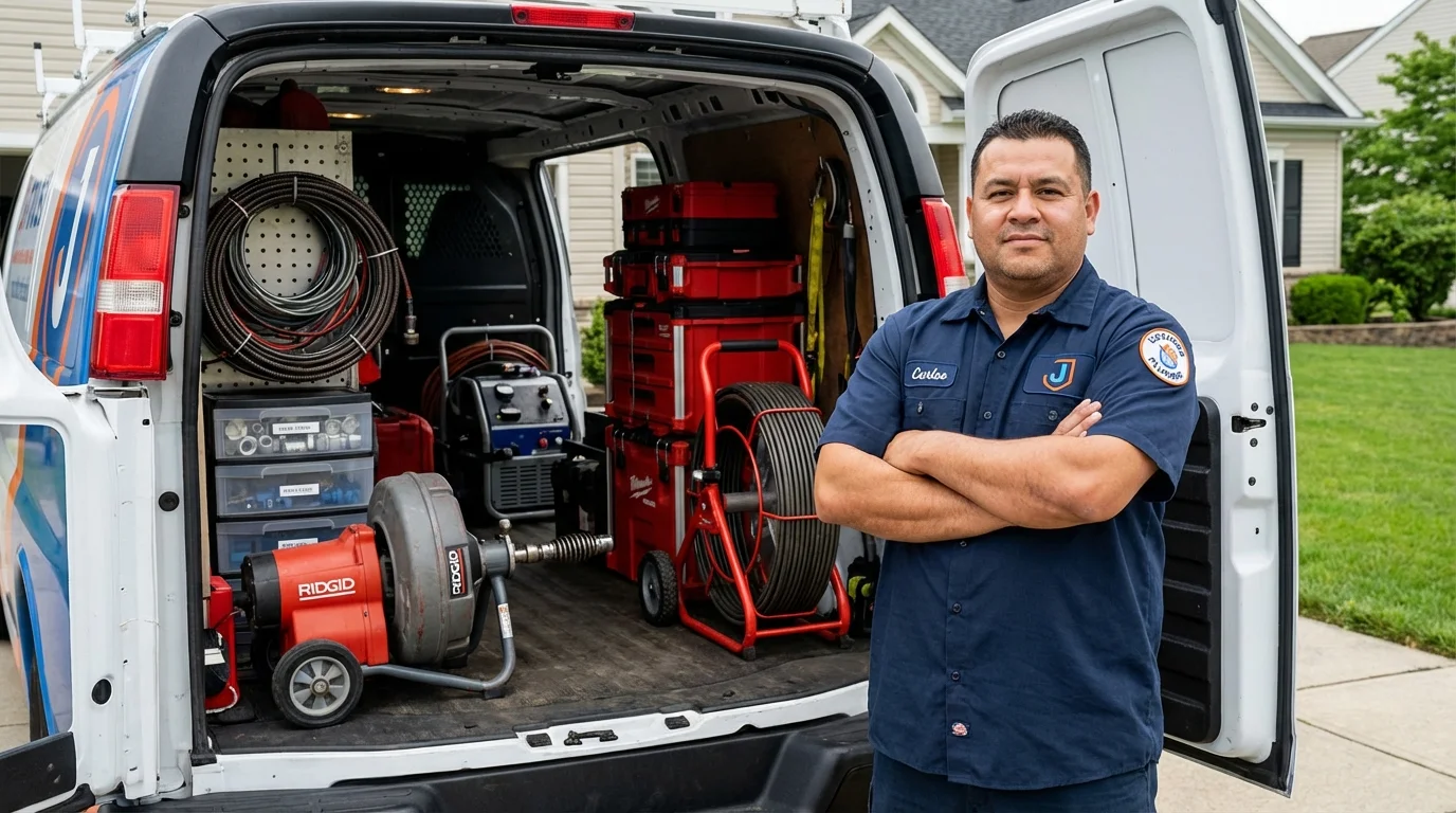 Professional drain cleaning equipment and Johns Plumbing LLC plumber in Mound City